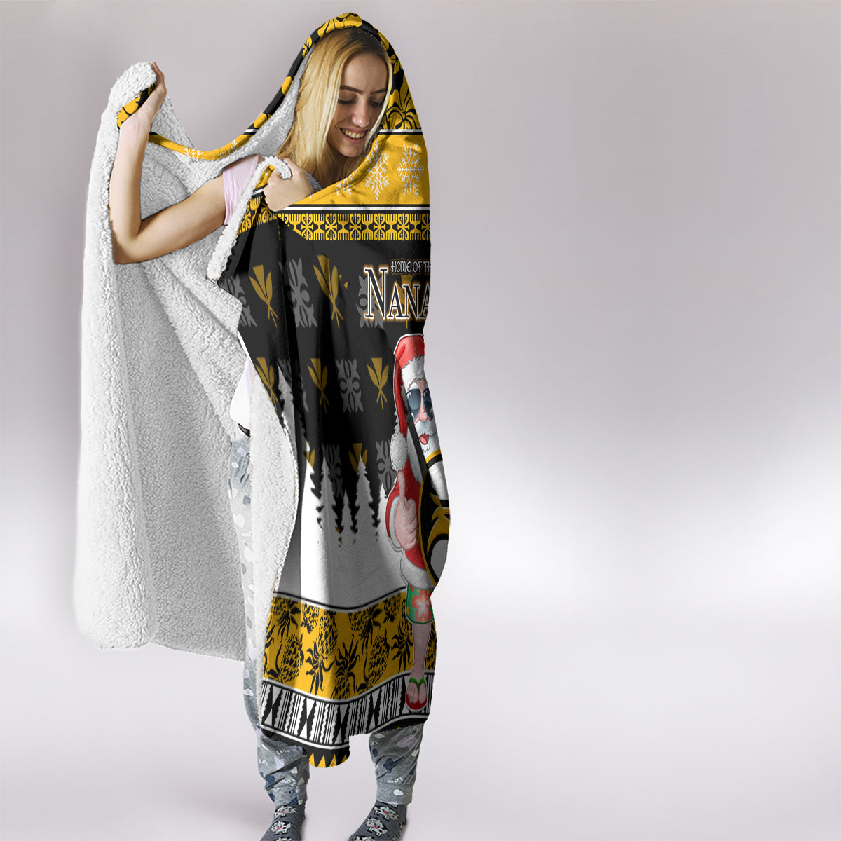 Custom Hawaii Nanakuli High and Intermediate School Christmas Hooded Blanket Tropical Santa Claus LT05 - Polynesian Pride