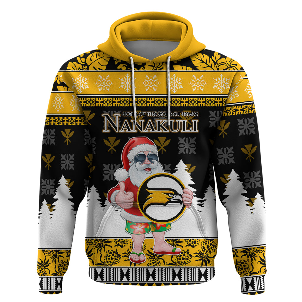 Custom Hawaii Nanakuli High and Intermediate School Christmas Hoodie Tropical Santa Claus LT05 Pullover Hoodie Yellow - Polynesian Pride