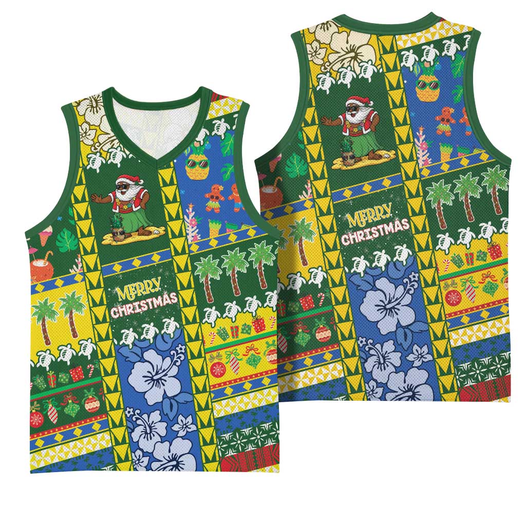 Solomon Islands Christmas Basketball Jersey Festive Beach Vibes - Polynesian Pride