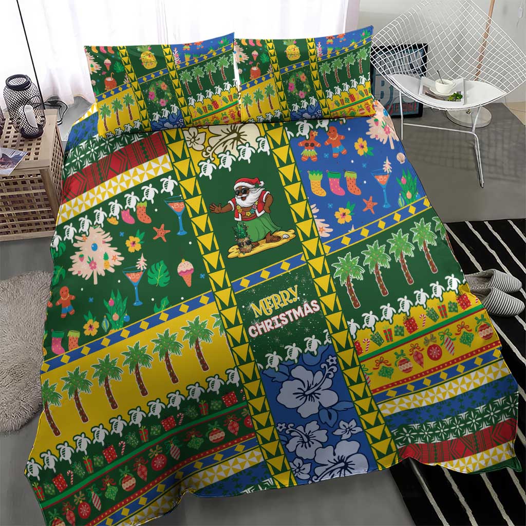 Solomon Islands Christmas Bedding Set Festive Beach Vibes - Polynesian Pride