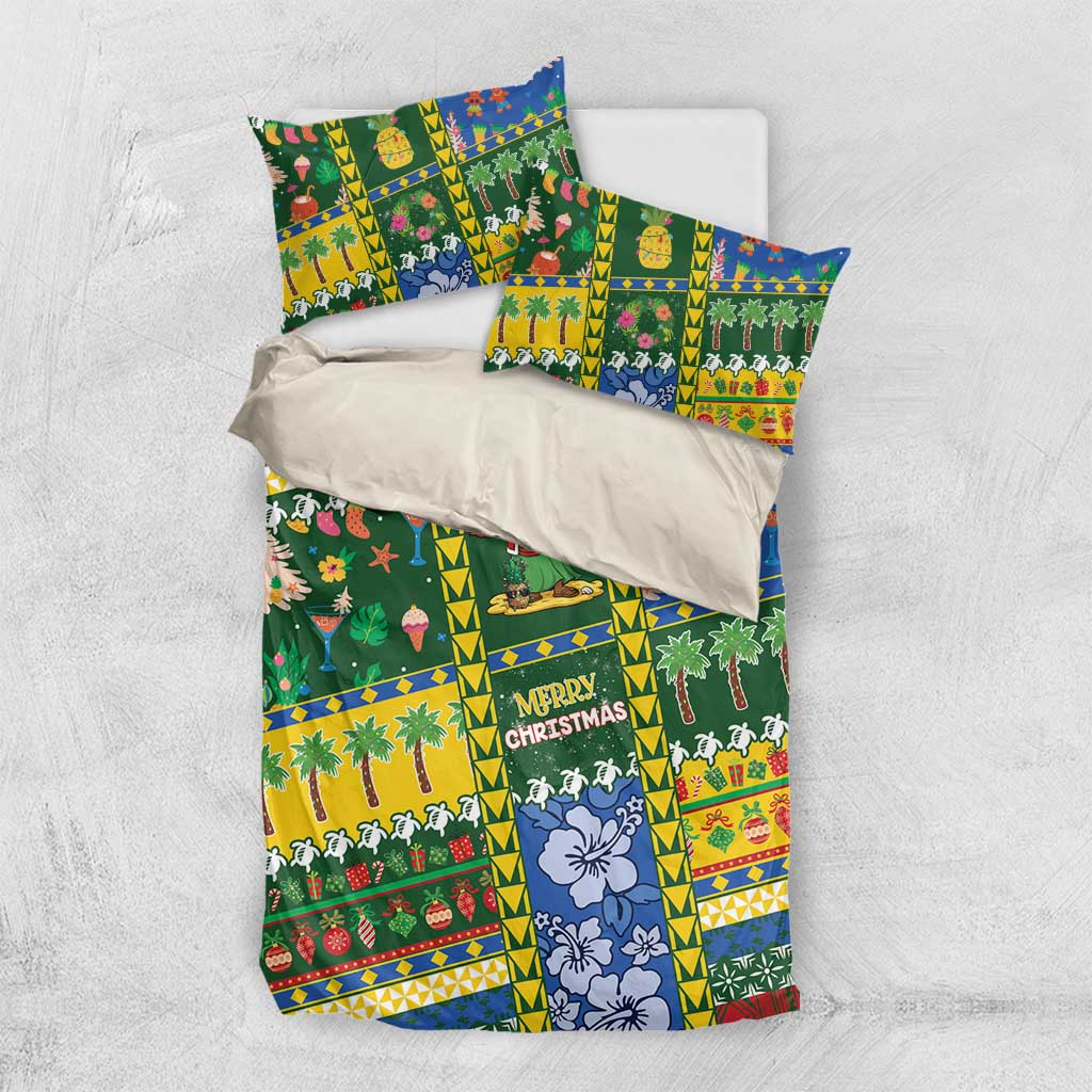 Solomon Islands Christmas Bedding Set Festive Beach Vibes - Polynesian Pride
