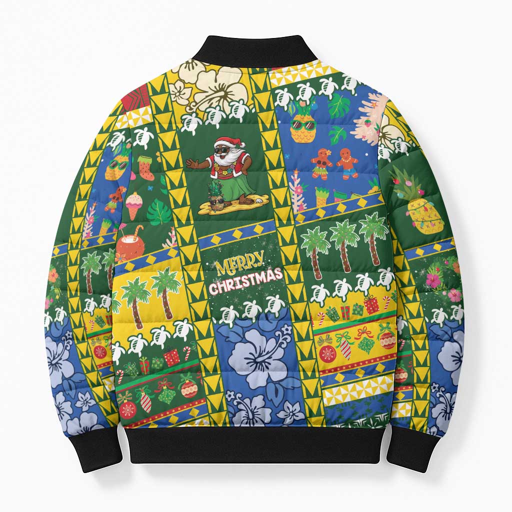 Solomon Islands Christmas Bomber Puffer Jacket Festive Beach Vibes - Polynesian Pride