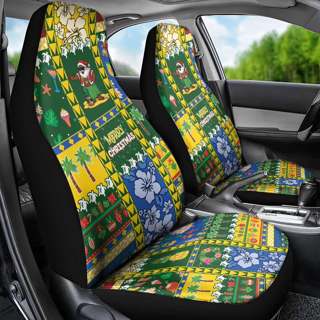 Solomon Islands Christmas Car Seat Cover Festive Beach Vibes - Polynesian Pride