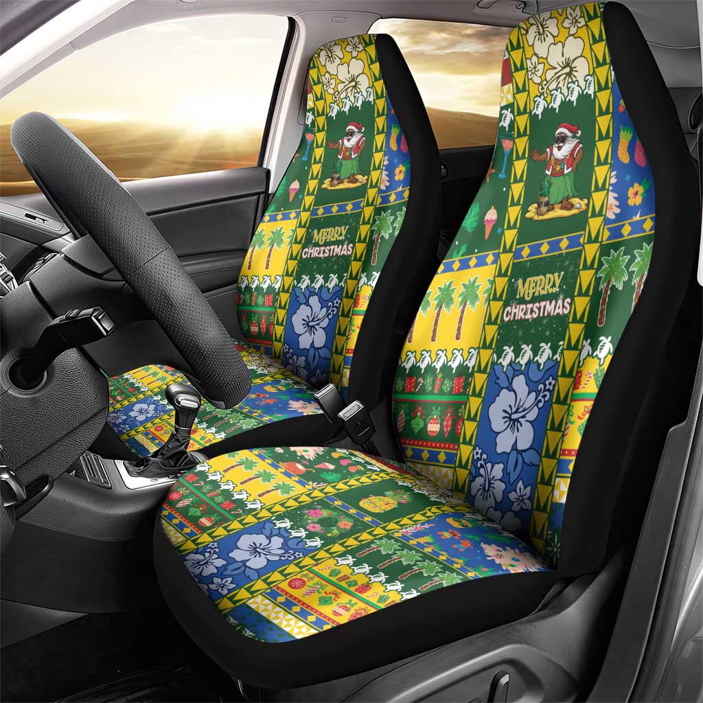 Solomon Islands Christmas Car Seat Cover Festive Beach Vibes - Polynesian Pride