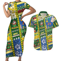 Solomon Islands Christmas Couples Matching Short Sleeve Bodycon Dress and Hawaiian Shirt Festive Beach Vibes - Polynesian Pride