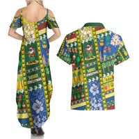 Solomon Islands Christmas Couples Matching Summer Maxi Dress and Hawaiian Shirt Festive Beach Vibes - Polynesian Pride