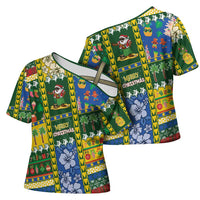 Solomon Islands Christmas Cross Shoulder Shirt Festive Beach Vibes - Polynesian Pride