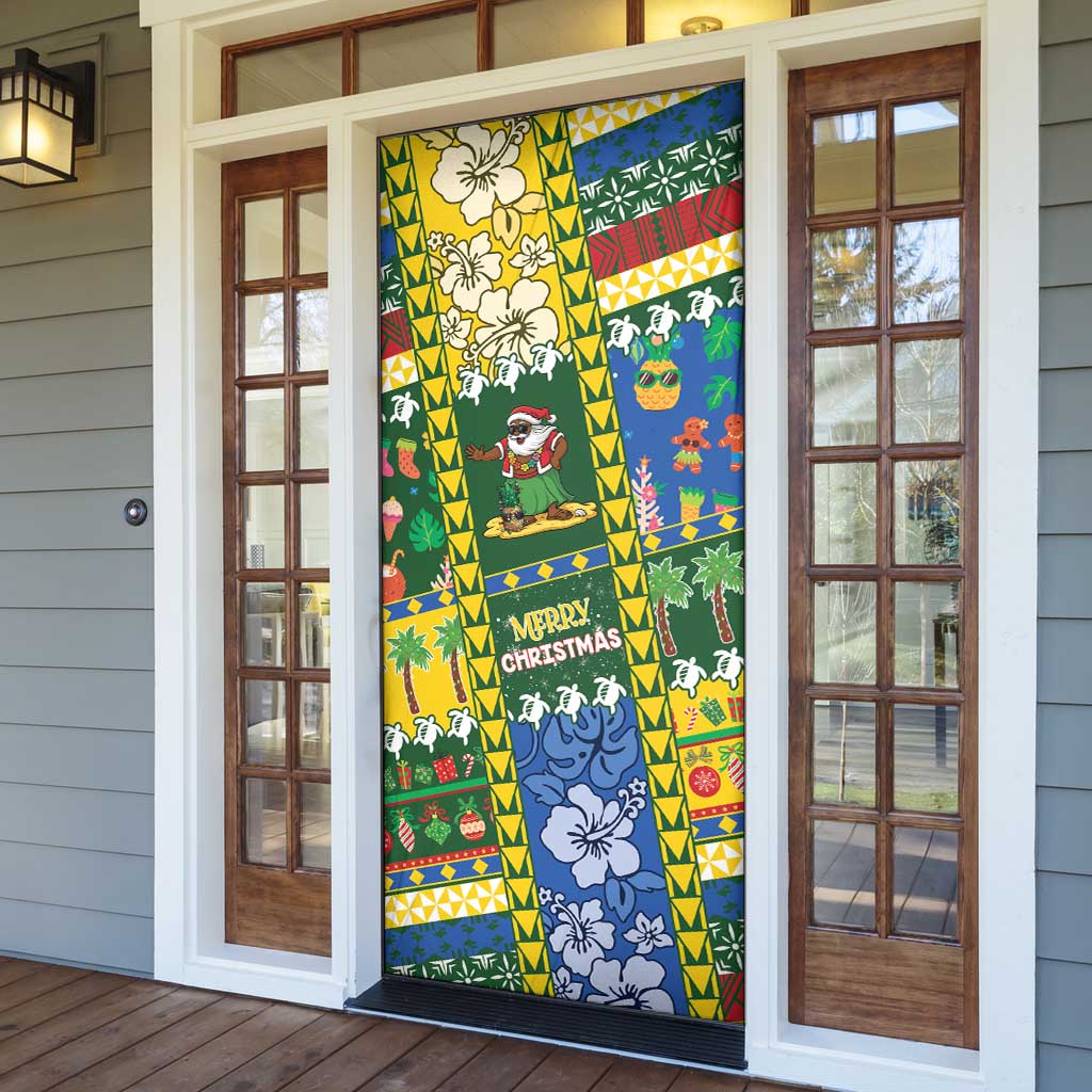 Solomon Islands Christmas Door Cover Festive Beach Vibes - Polynesian Pride