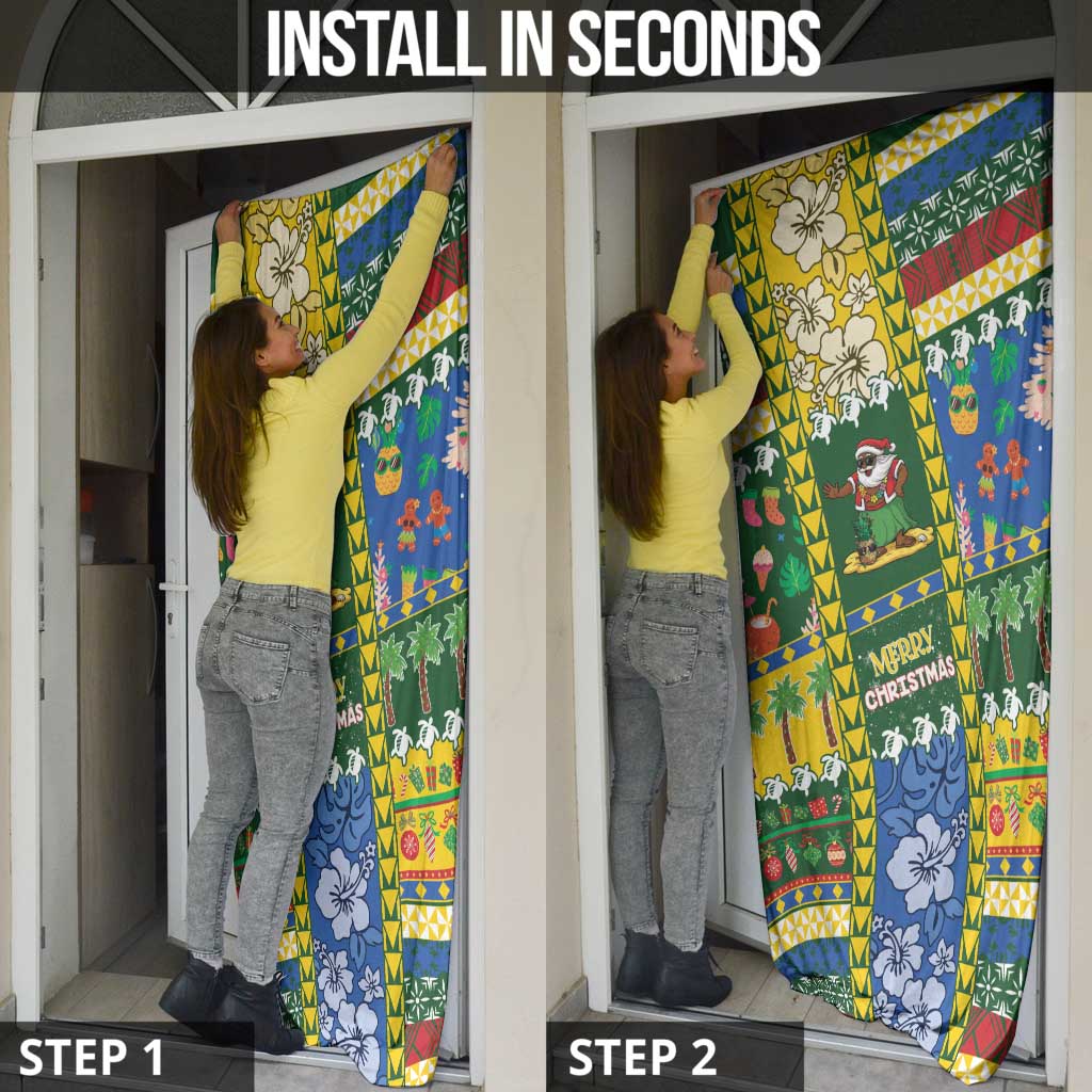 Solomon Islands Christmas Door Cover Festive Beach Vibes - Polynesian Pride