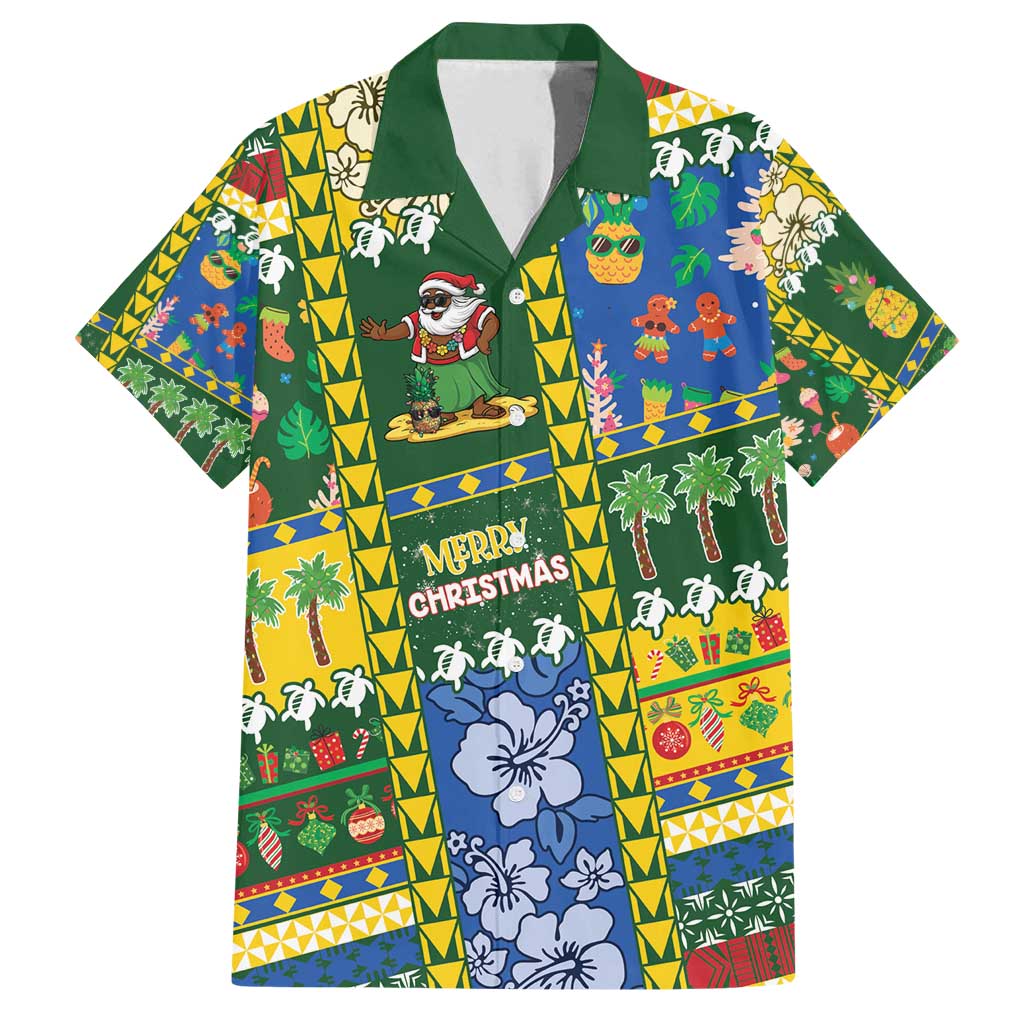 Solomon Islands Christmas Family Matching Off Shoulder Maxi Dress and Hawaiian Shirt Festive Beach Vibes - Polynesian Pride