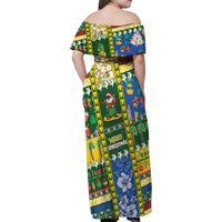 Solomon Islands Christmas Family Matching Off Shoulder Maxi Dress and Hawaiian Shirt Festive Beach Vibes - Polynesian Pride