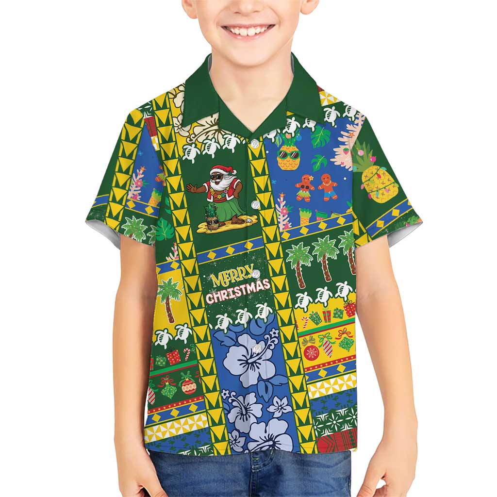 Solomon Islands Christmas Family Matching Puletasi and Hawaiian Shirt Festive Beach Vibes - Polynesian Pride