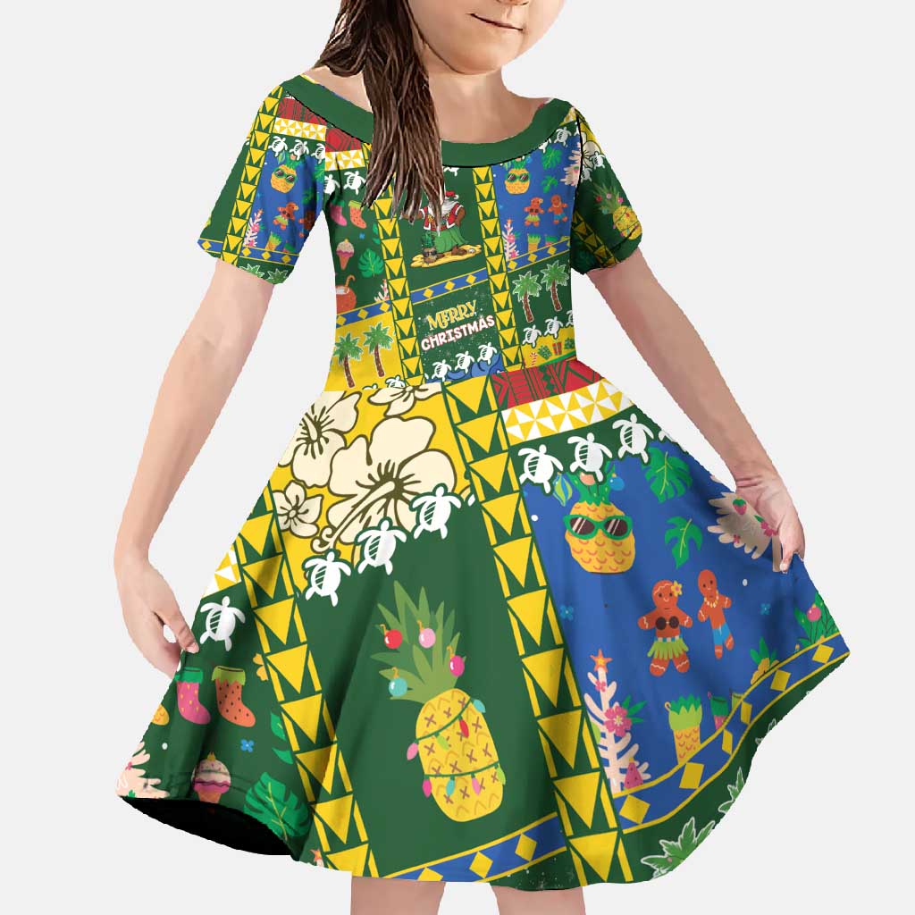 Solomon Islands Christmas Family Matching Short Sleeve Bodycon Dress and Hawaiian Shirt Festive Beach Vibes - Polynesian Pride
