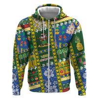 Solomon Islands Christmas Hoodie Festive Beach Vibes LT05 Zip Hoodie Green - Polynesian Pride