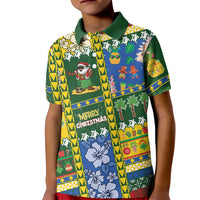 Solomon Islands Christmas Kid Polo Shirt Festive Beach Vibes LT05 Kid Green - Polynesian Pride