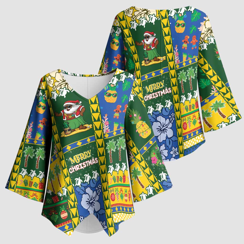 Solomon Islands Christmas Kimono Sleeve Blouse Festive Beach Vibes - Polynesian Pride