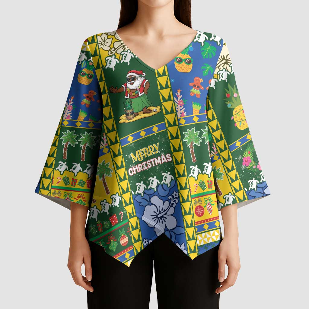 Solomon Islands Christmas Kimono Sleeve Blouse Festive Beach Vibes - Polynesian Pride