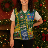Solomon Islands Christmas Knitted V-Neck Vest Festive Beach Vibes - Polynesian Pride