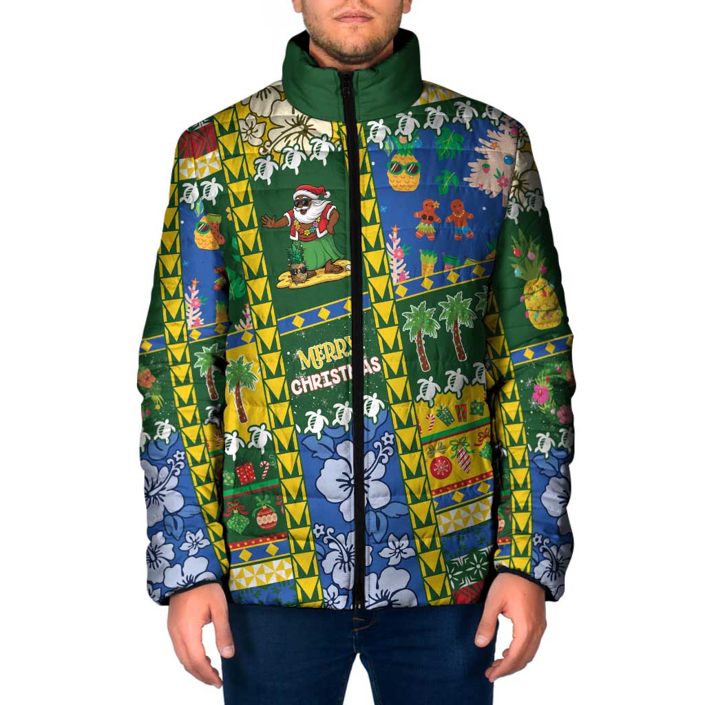 Solomon Islands Christmas Padded Jacket Festive Beach Vibes - Polynesian Pride