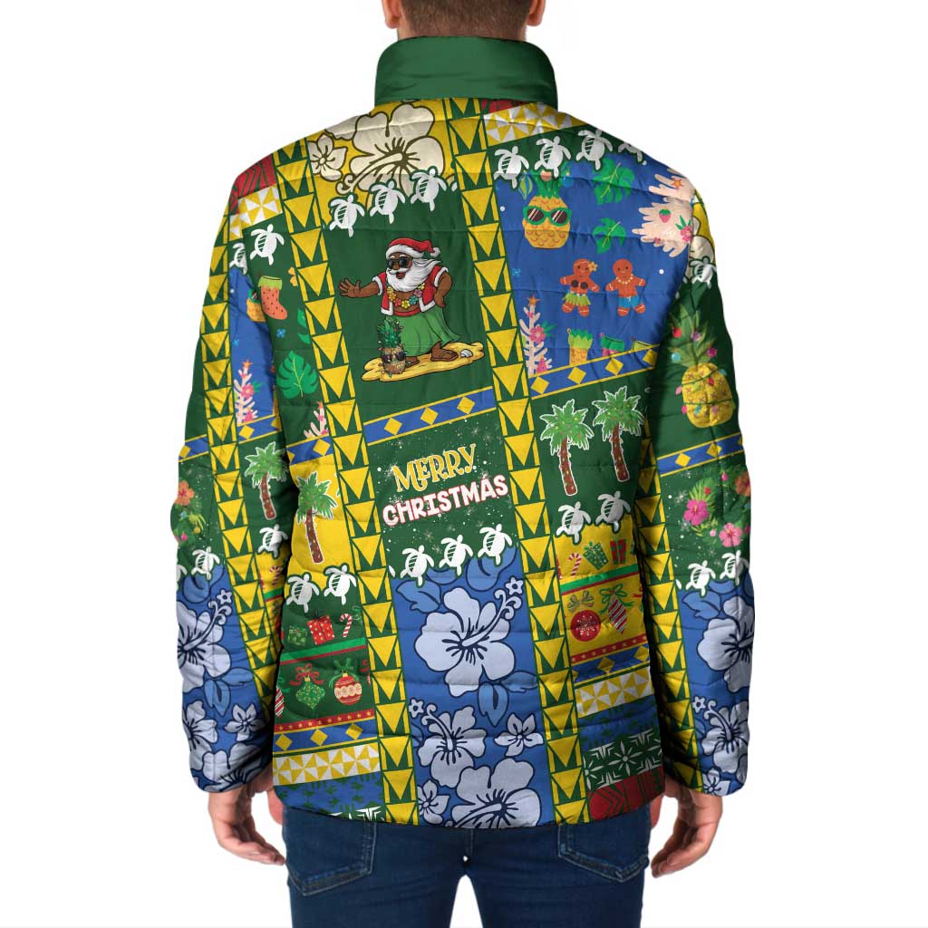 Solomon Islands Christmas Padded Jacket Festive Beach Vibes - Polynesian Pride