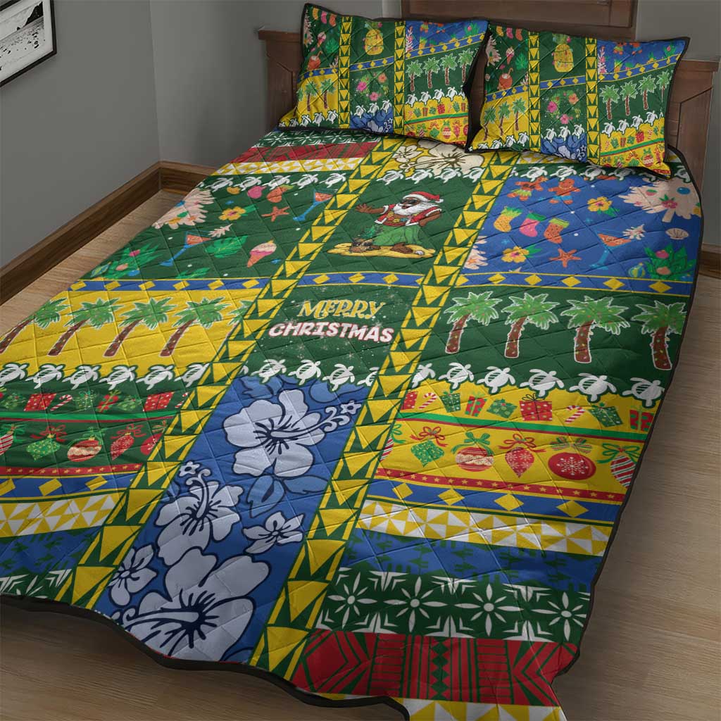 Solomon Islands Christmas Quilt Bed Set Festive Beach Vibes - Polynesian Pride