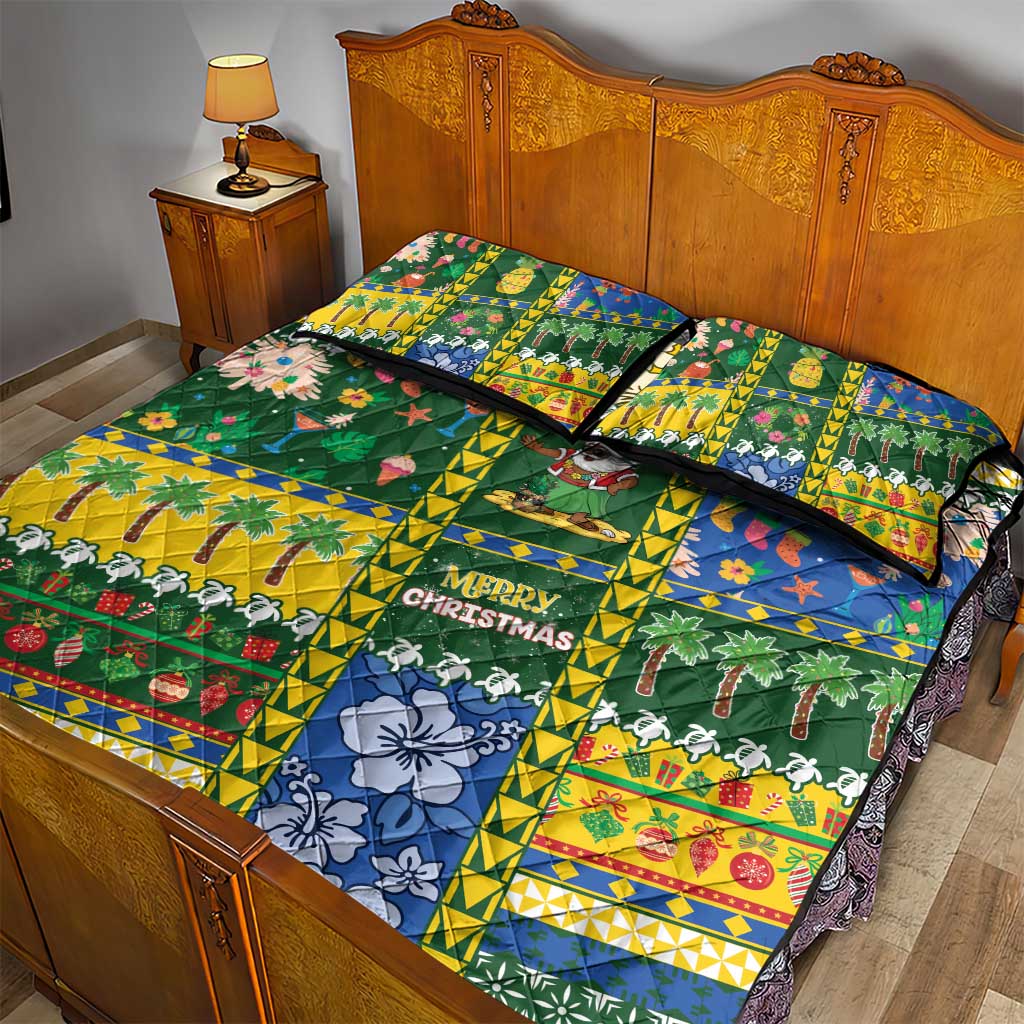 Solomon Islands Christmas Quilt Bed Set Festive Beach Vibes - Polynesian Pride