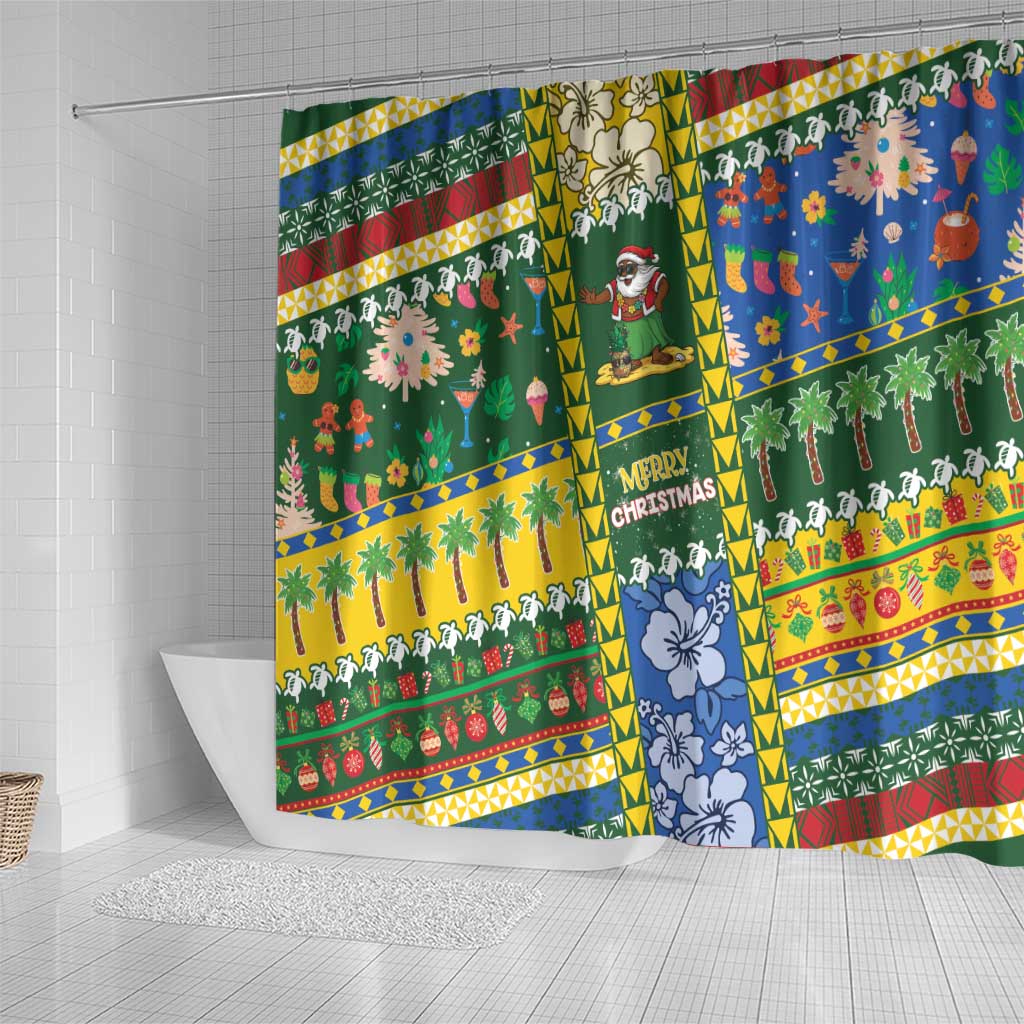 Solomon Islands Christmas Shower Curtain Festive Beach Vibes - Polynesian Pride