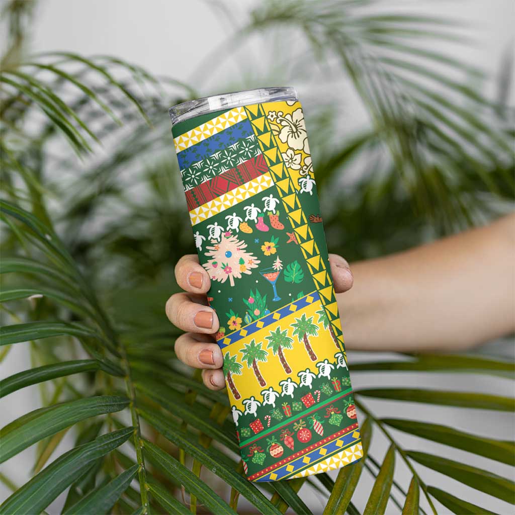 Solomon Islands Christmas Skinny Tumbler Festive Beach Vibes - Polynesian Pride