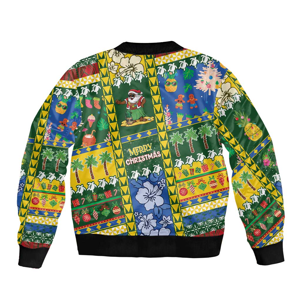 Solomon Islands Christmas Sleeve Zip Bomber Jacket Festive Beach Vibes LT05 - Polynesian Pride
