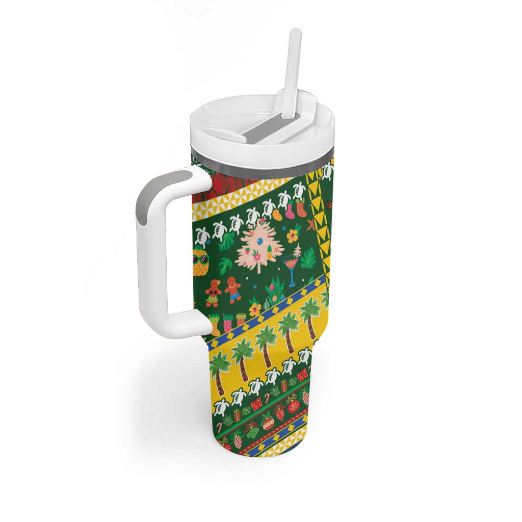 Solomon Islands Christmas Tumbler With Handle Festive Beach Vibes - Polynesian Pride