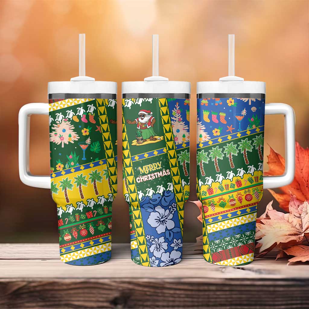 Solomon Islands Christmas Tumbler With Handle Festive Beach Vibes - Polynesian Pride