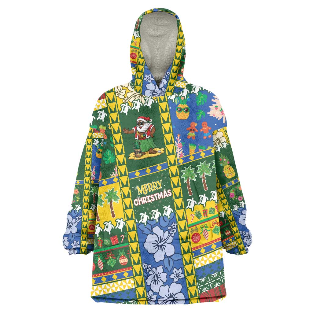 Solomon Islands Christmas Wearable Blanket Hoodie Festive Beach Vibes LT05 One Size Green - Polynesian Pride