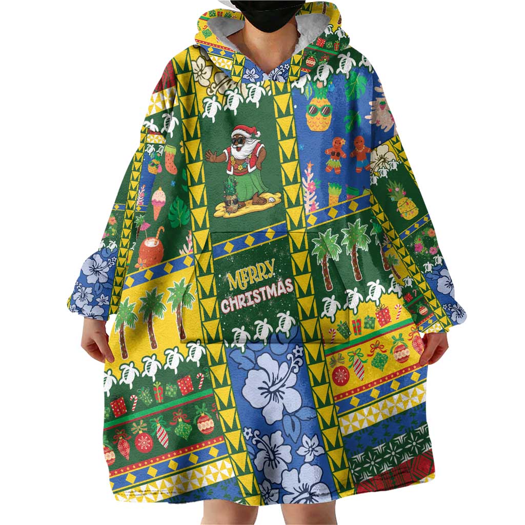 Solomon Islands Christmas Wearable Blanket Hoodie Festive Beach Vibes LT05 - Polynesian Pride