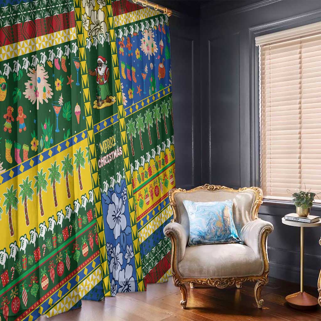 Solomon Islands Christmas Window Curtain Festive Beach Vibes - Polynesian Pride