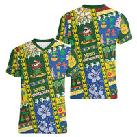 Solomon Islands Christmas Women V-Neck T-Shirt Festive Beach Vibes LT05 - Polynesian Pride