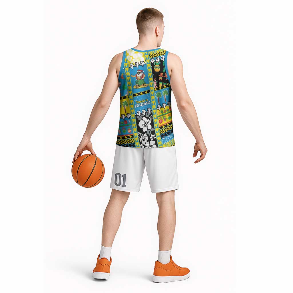 Tuvalu Christmas Basketball Jersey Festive Beach Vibes - Polynesian Pride