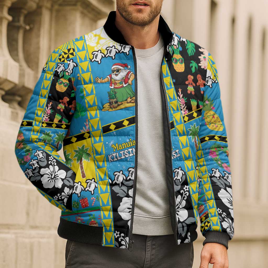 Tuvalu Christmas Bomber Puffer Jacket Festive Beach Vibes - Polynesian Pride