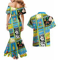 Tuvalu Christmas Couples Matching Mermaid Dress and Hawaiian Shirt Festive Beach Vibes - Polynesian Pride