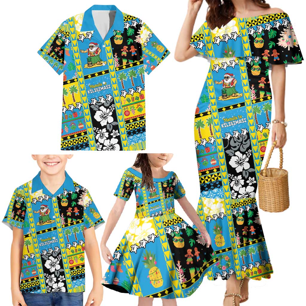 Tuvalu Christmas Family Matching Mermaid Dress and Hawaiian Shirt Festive Beach Vibes - Polynesian Pride