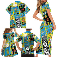 Tuvalu Christmas Family Matching Short Sleeve Bodycon Dress and Hawaiian Shirt Festive Beach Vibes - Polynesian Pride