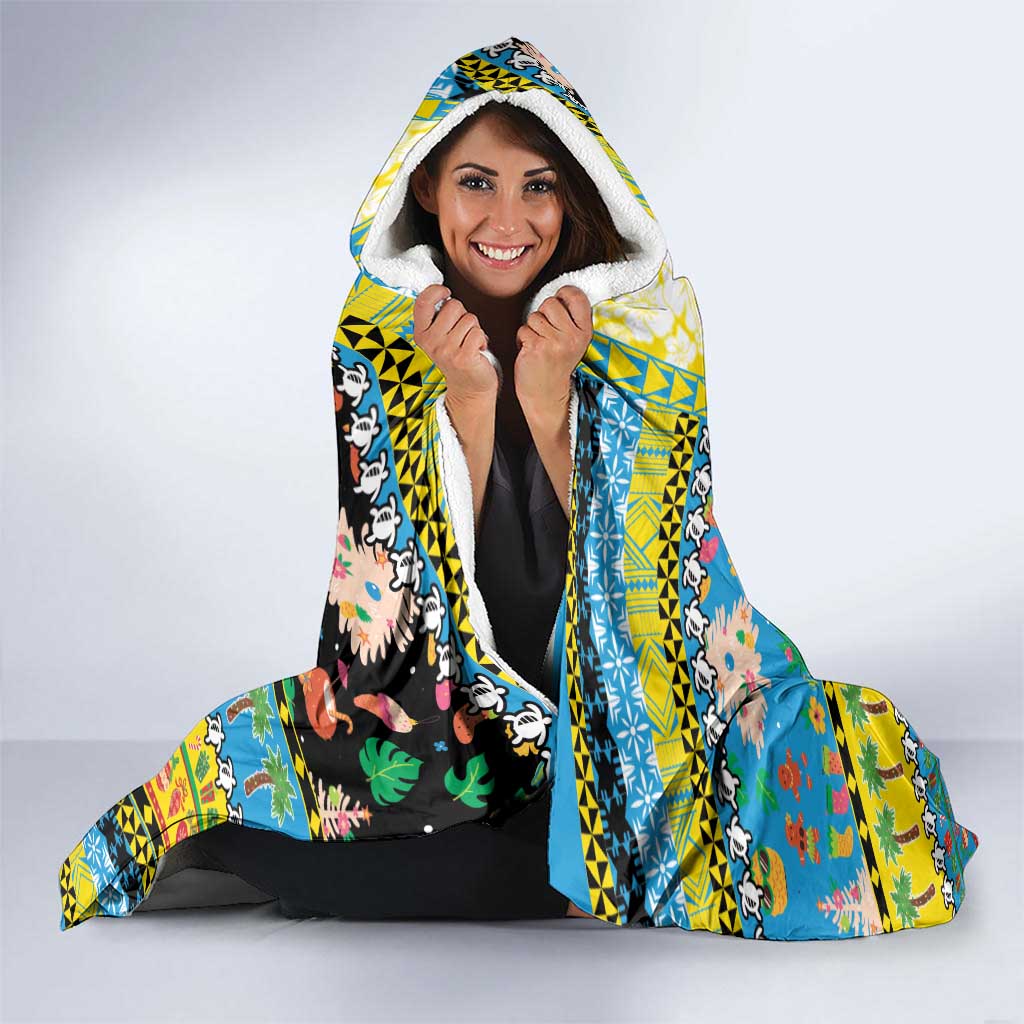 Tuvalu Christmas Hooded Blanket Festive Beach Vibes - Polynesian Pride