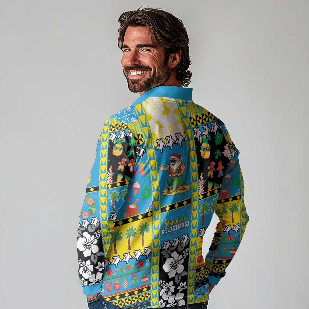 Tuvalu Christmas Long Sleeve Polo Shirt Festive Beach Vibes - Polynesian Pride