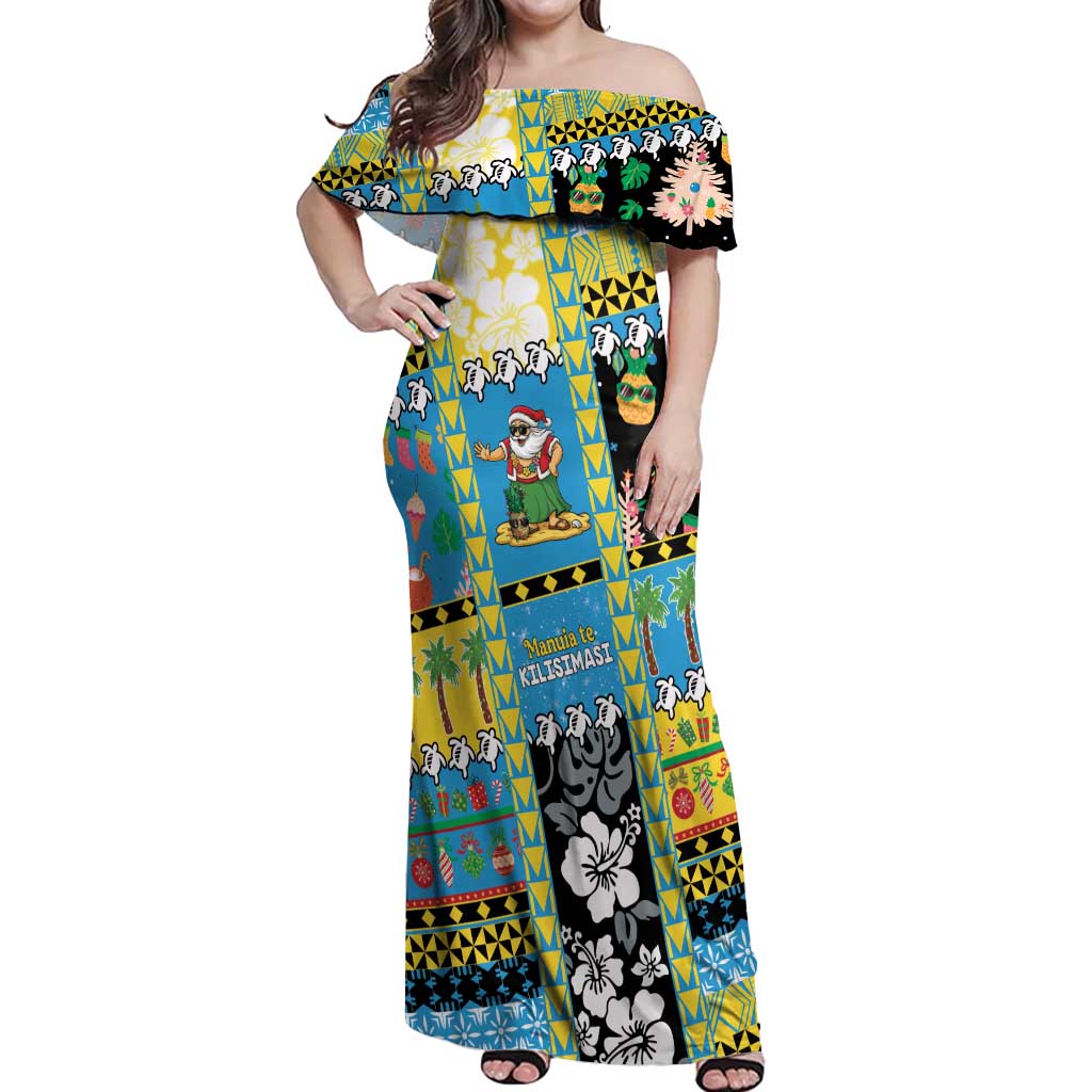 Tuvalu Christmas Off Shoulder Maxi Dress Festive Beach Vibes - Polynesian Pride