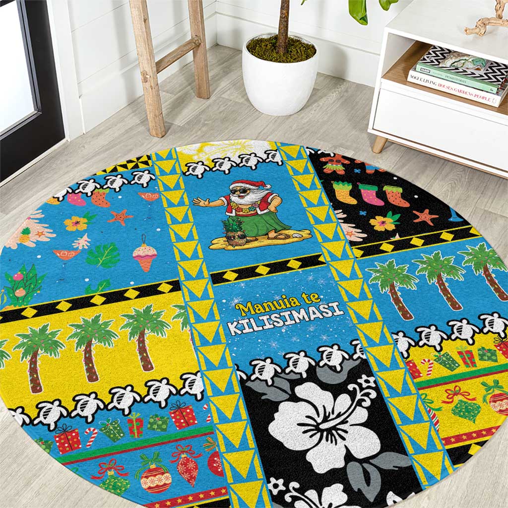Tuvalu Christmas Round Carpet Festive Beach Vibes - Polynesian Pride
