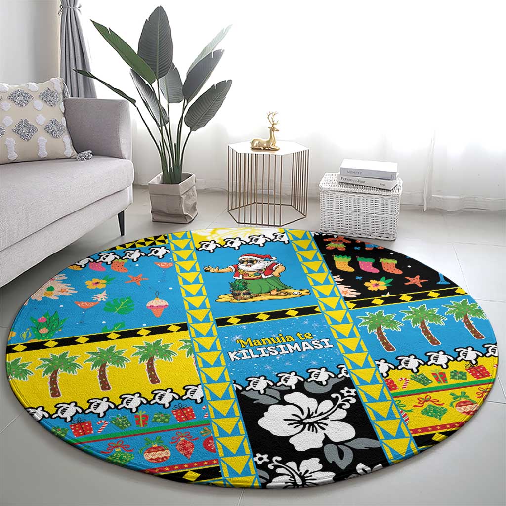 Tuvalu Christmas Round Carpet Festive Beach Vibes - Polynesian Pride