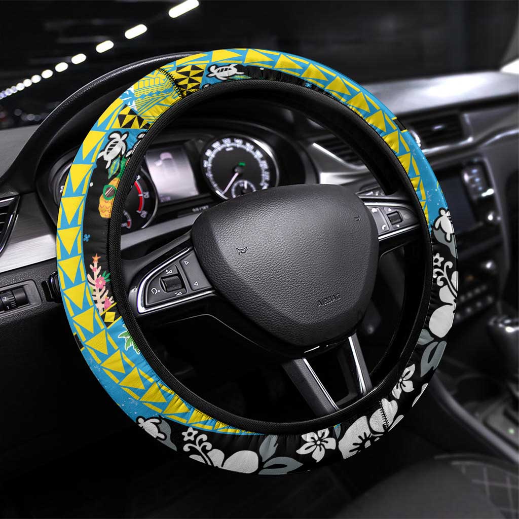 Tuvalu Christmas Steering Wheel Cover Festive Beach Vibes - Polynesian Pride