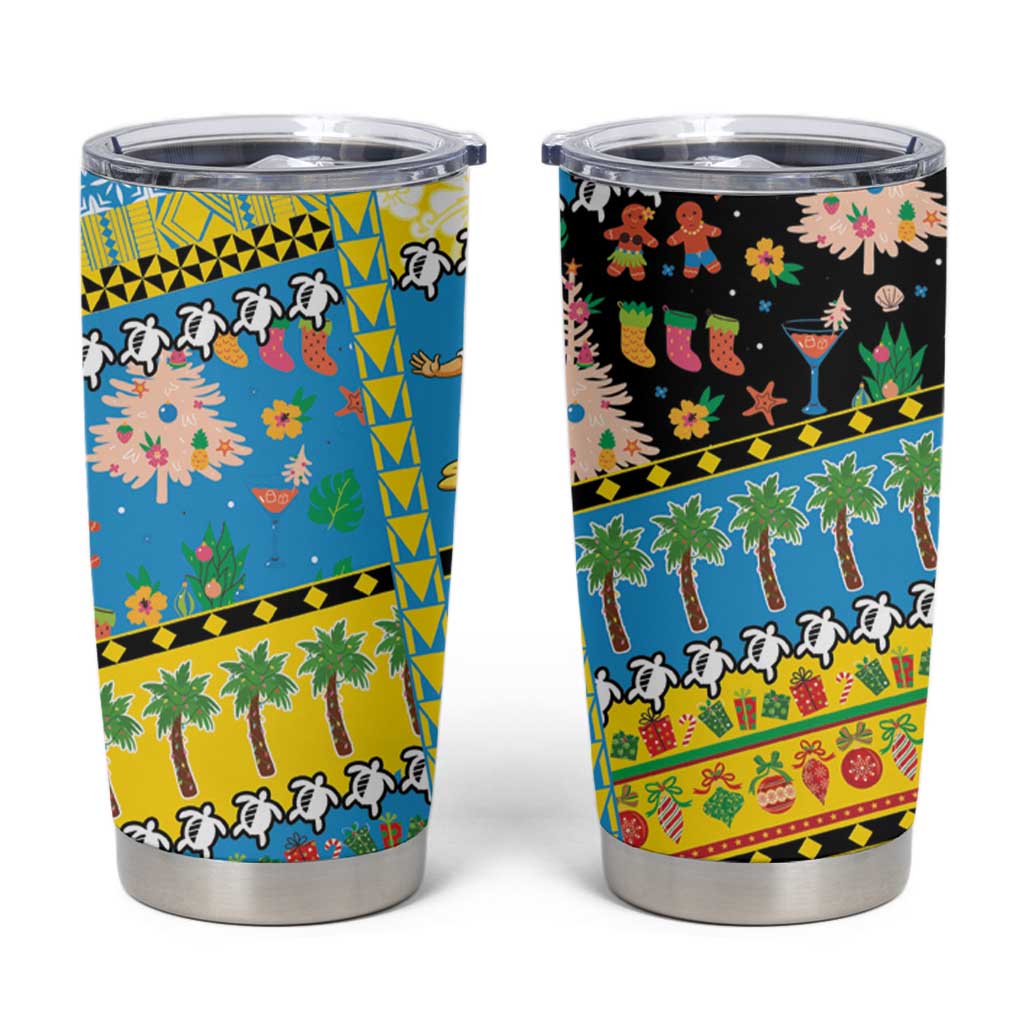 Tuvalu Christmas Tumbler Cup Festive Beach Vibes - Polynesian Pride