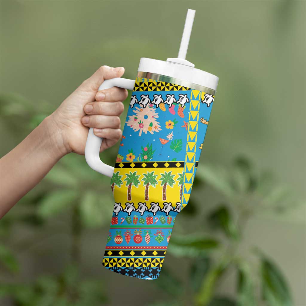 Tuvalu Christmas Tumbler With Handle Festive Beach Vibes - Polynesian Pride
