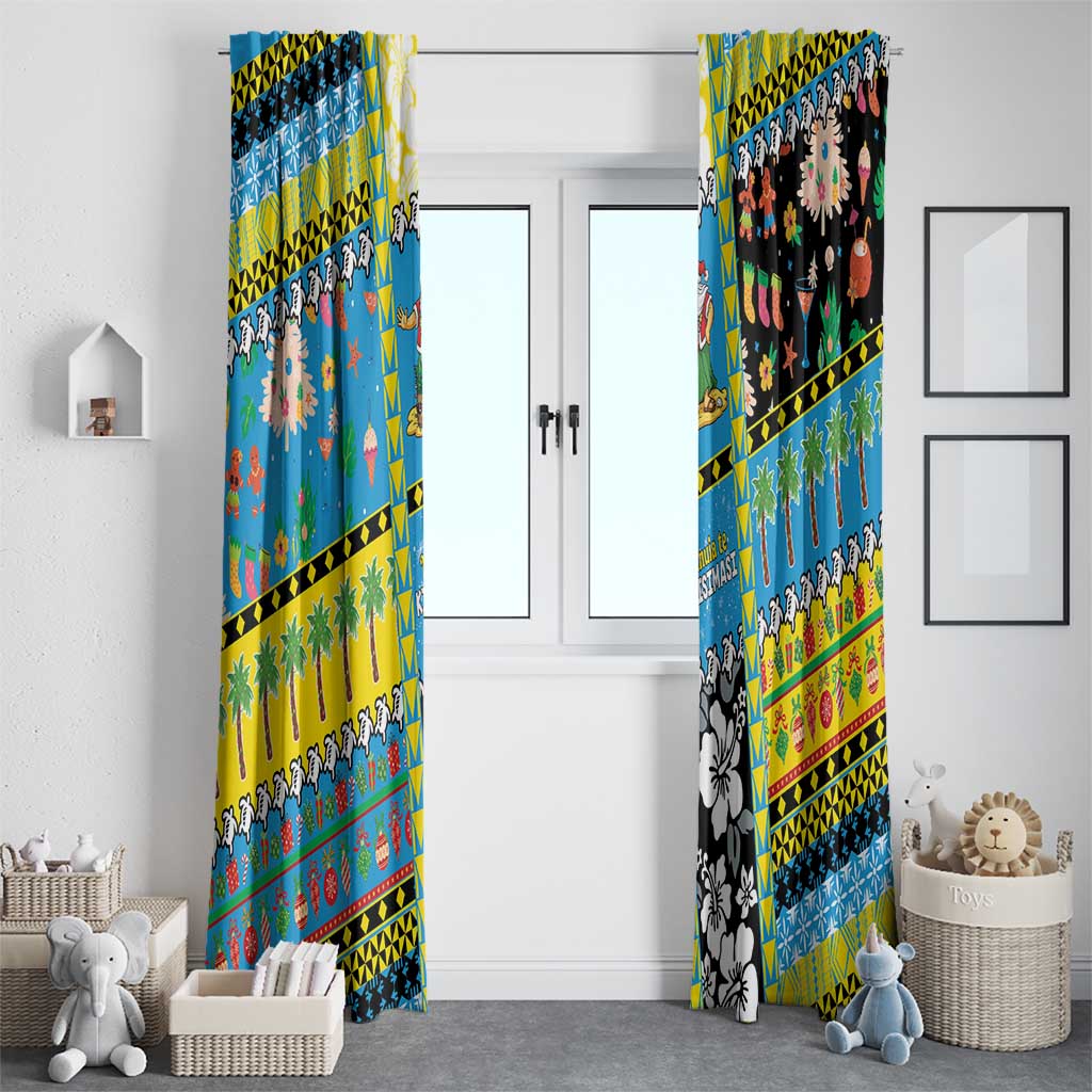 Tuvalu Christmas Window Curtain Festive Beach Vibes - Polynesian Pride