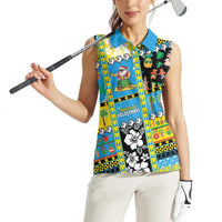 Tuvalu Christmas Women Sleeveless Polo Shirt Festive Beach Vibes - Polynesian Pride